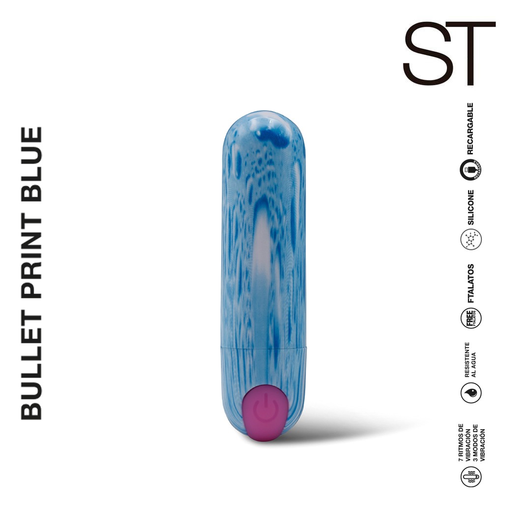 Vibrador clitoriano BULLET PRINT BLUE - ST-BU-0060 Blue